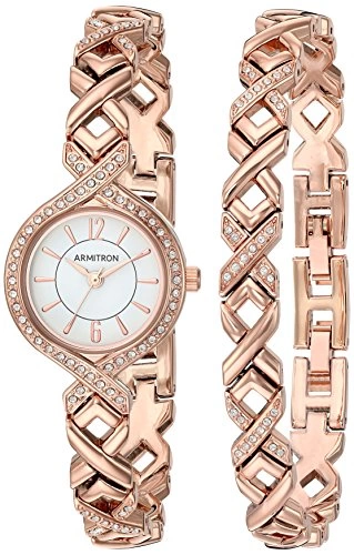 معرفی 10 ساعت عالی زنانه با قیمت کمتر از 100 دلار - ست ساعت و دستبند Armitron Women’s Swarovski Crystal-Accented Watch and Bracelet Set