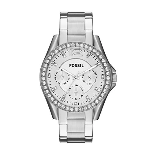 معرفی 10 ساعت عالی زنانه با قیمت کمتر از 100 دلار - ساعت زنانه Fossil Women’s Riley Stainless Steel Multifunction Glitz